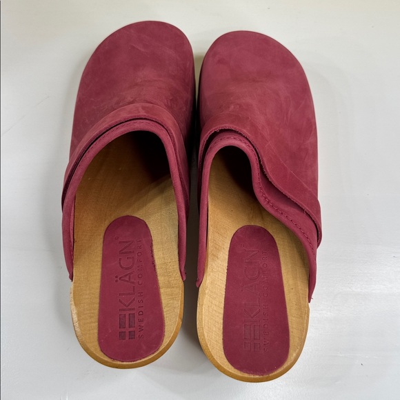 NWOT • KLÄGN • Maja Wood Open Back in Berry Nubuck Leather • ❤️ • Size 41 • - Picture 17 of 17